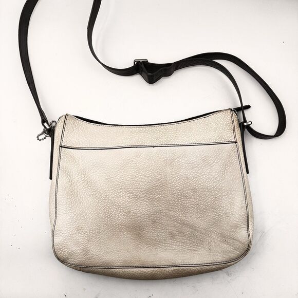 Fossil Off White Multi Color Leather Shoulder Bag Chunky Silver Hardware - Picture 15 of 16